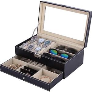 Styleys Watch Organizer Box Watch Storage Holder, Watch Case, Watch and Sunglasses Organizer, Jewelry Organizer Watch Box