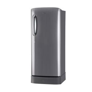 LG 224L Single Door Refrigerator with Base Stand Drawer, Smart Inverter Compressor, and Smart Connect in Shiny Steel, 5-Star